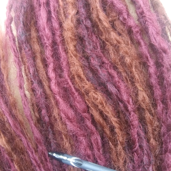 Set of fluffy knotty burgundy loc extensions - Picture 7 of 8